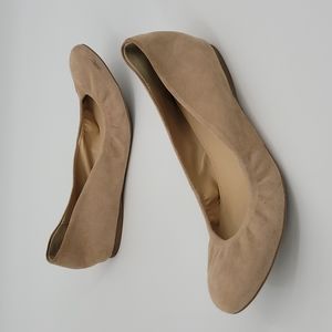 J Crew Cece Suede Leather Ballerina Flats Round Toe Cream Nude Size 7.5.Pre